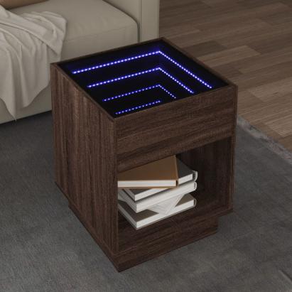 Măsuță de cafea cu LED infinity, stejar maro, 40x40x50 cm GartenMobel Dekor
