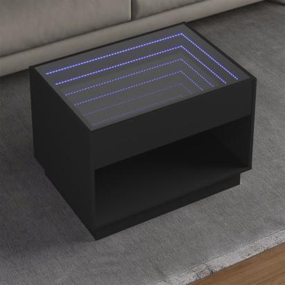 Măsuță de cafea cu LED infinity, negru, 70x50x50 cm GartenMobel Dekor