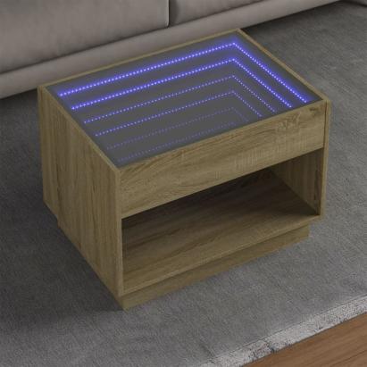 Măsuță de cafea cu LED infinity, stejar sonoma, 70x50x50 cm GartenMobel Dekor