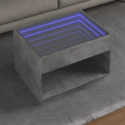 Măsuță de cafea cu LED infinity, gri beton, 70x50x50 cm GartenMobel Dekor