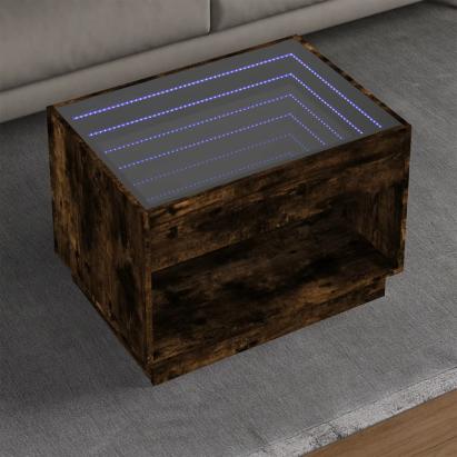 Măsuță de cafea cu LED infinity, stejar fumuriu, 70x50x50 cm GartenMobel Dekor