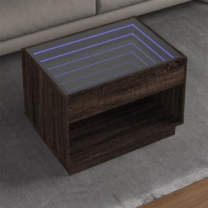 Măsuță de cafea cu LED infinity, stejar maro, 70x50x50 cm GartenMobel Dekor