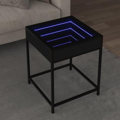 Măsuță de cafea cu LED infinity, negru, 40x40x51 cm GartenMobel Dekor