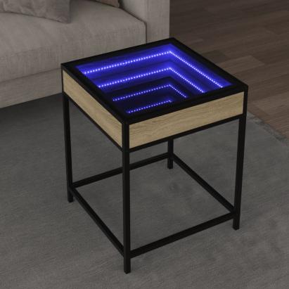 Măsuță de cafea cu LED infinity, stejar sonoma, 40x40x51 cm GartenMobel Dekor