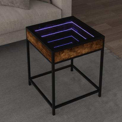Măsuță de cafea cu LED infinity, stejar fumuriu, 40x40x51 cm GartenMobel Dekor