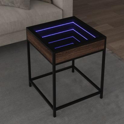 Măsuță de cafea cu LED infinity, stejar maro, 40x40x51 cm GartenMobel Dekor