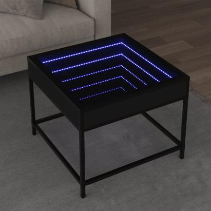 Măsuță de cafea cu LED infinity, negru, 50x50x41 cm GartenMobel Dekor