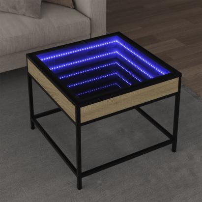 Măsuță de cafea cu LED infinity, stejar sonoma, 50x50x41 cm GartenMobel Dekor