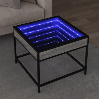 Măsuță de cafea cu LED infinity, gri sonoma, 50x50x41 cm GartenMobel Dekor