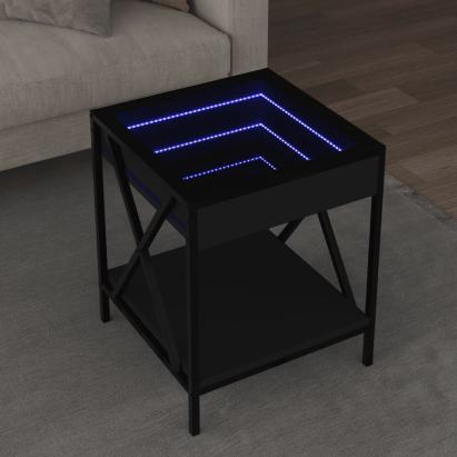 Măsuță de cafea cu LED infinity, negru, 40x40x49 cm GartenMobel Dekor