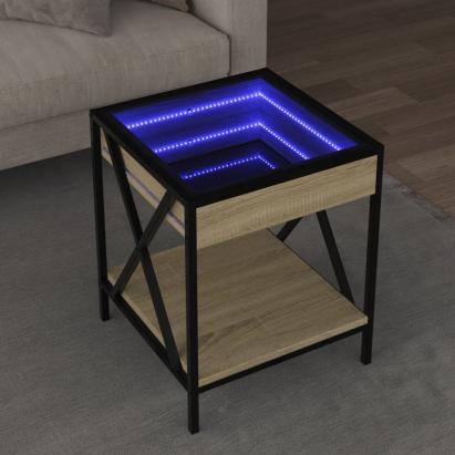 Măsuță de cafea cu LED infinity, stejar sonoma, 40x40x49 cm GartenMobel Dekor