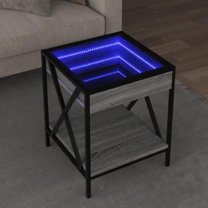 Măsuță de cafea cu LED infinity, gri sonoma, 40x40x49 cm GartenMobel Dekor