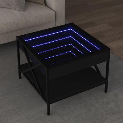 Măsuță de cafea cu LED infinity, negru, 50x50x38 cm GartenMobel Dekor