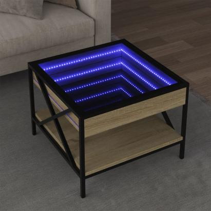 Măsuță de cafea cu LED infinity, stejar sonoma, 50x50x38 cm GartenMobel Dekor