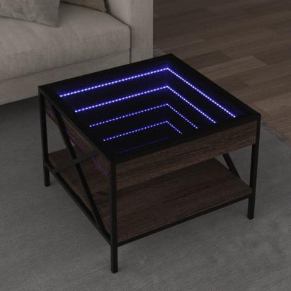 Măsuță de cafea cu LED infinity, stejar maro, 50x50x38 cm GartenMobel Dekor
