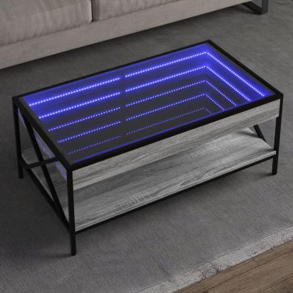 Măsuță de cafea cu LED infinity, gri sonoma, 90x50x38 cm GartenMobel Dekor