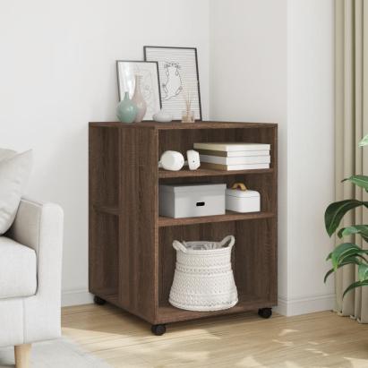Masă laterală cu roți stejar maro 55x60x78 cm lemn prelucrat GartenMobel Dekor