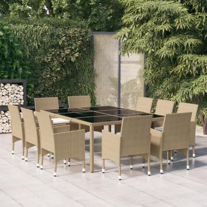 Set mobilier de grădină, 11 piese, bej, poliratan GartenMobel Dekor