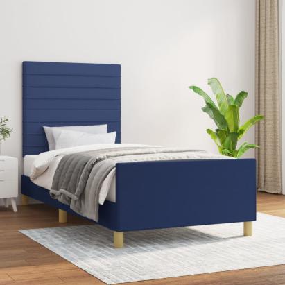 Cadru de pat cu tăblie, albastru, 80x200 cm, textil GartenMobel Dekor