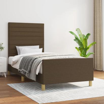 Cadru de pat cu tăblie, maro închis, 100x200 cm, textil GartenMobel Dekor