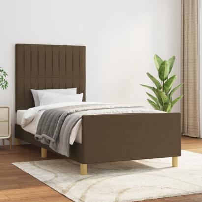 Cadru de pat cu tăblie, maro închis, 100x200 cm, textil GartenMobel Dekor
