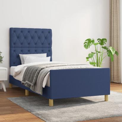 Cadru de pat cu tăblie, albastru, 80x200 cm, textil GartenMobel Dekor