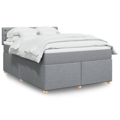 Pat box spring cu saltea, gri deschis, 140x190 cm, textil GartenMobel Dekor