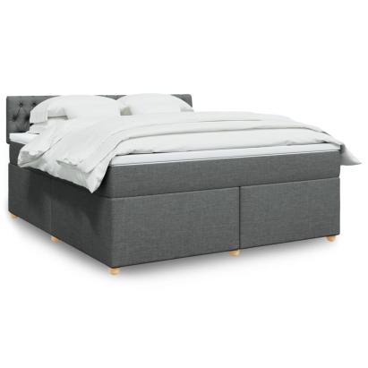 Pat box spring cu saltea, gri închis, 180x200 cm, textil GartenMobel Dekor