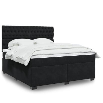Pat box spring cu saltea, negru, 180x200 cm, catifea GartenMobel Dekor
