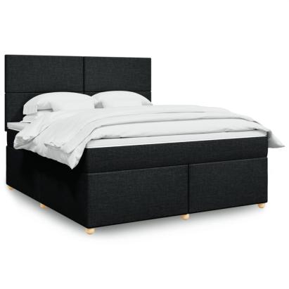 Pat box spring cu saltea, negru, 180x200 cm, catifea GartenMobel Dekor