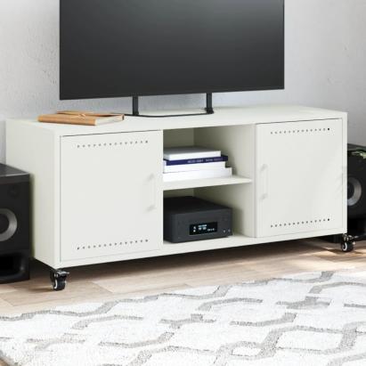 Dulap TV, alb, 100,5x39x43,5 cm, oțel laminat la rece GartenMobel Dekor