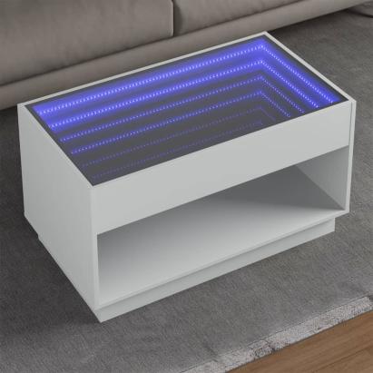 Măsuță de cafea cu LED infinity, alb, 90x50x50 cm GartenMobel Dekor