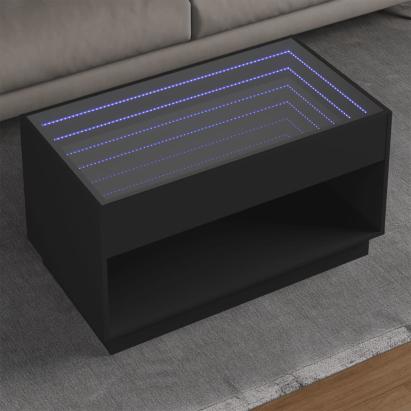 Măsuță de cafea cu LED infinity, negru, 90x50x50 cm GartenMobel Dekor