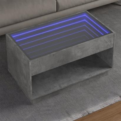 Măsuță de cafea cu LED infinity, gri beton, 90x50x50 cm GartenMobel Dekor