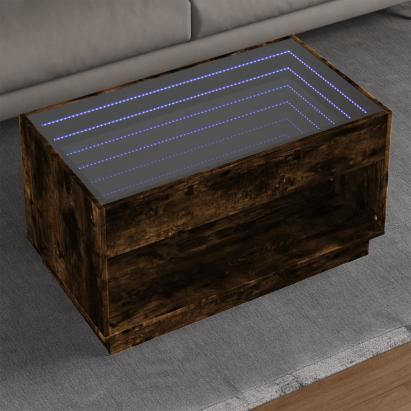 Măsuță de cafea cu LED infinity, stejar fumuriu, 90x50x50 cm GartenMobel Dekor