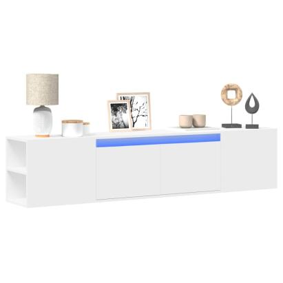 Dulap TV de perete cu lumini LED, alb, 180x31x39,5 cm GartenMobel Dekor