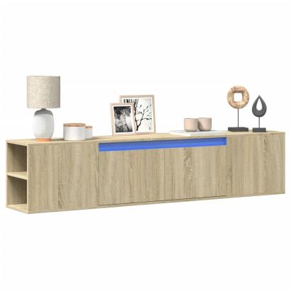 Dulap TV de perete cu lumini LED, stejar sonoma, 180x31x39,5 cm GartenMobel Dekor