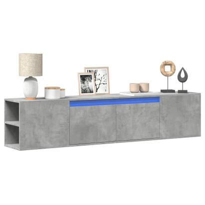 Comodă TV de perete cu lumini LED, gri beton, 180x31x39,5 cm GartenMobel Dekor