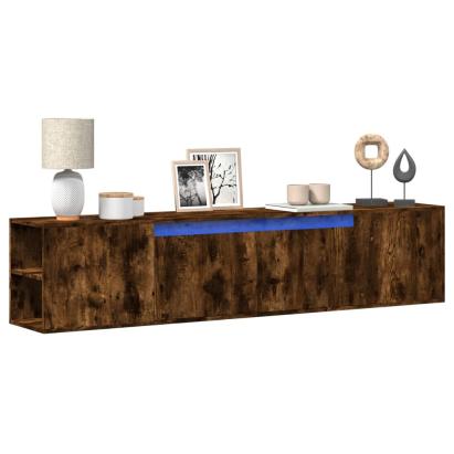 Dulap TV de perete cu lumini LED stejar fumuriu 180x31x39,5 cm GartenMobel Dekor