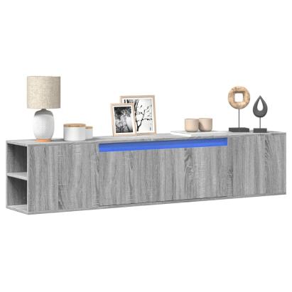 Comodă TV de perete cu lumini LED, gri sonoma, 180x31x39,5 cm GartenMobel Dekor