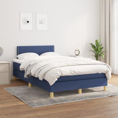 Pat box spring cu saltea, albastru, 120x200 cm, textil GartenMobel Dekor