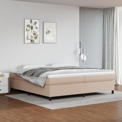 Pat continental cu saltea, cappuccino, 200x200 cm, piele eco GartenMobel Dekor