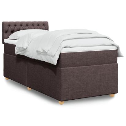 Pat box spring cu saltea, maro închis, 90x200 cm, textil GartenMobel Dekor