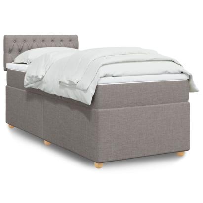 Pat box spring cu saltea, gri taupe, 90x200 cm, textil GartenMobel Dekor