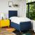 Pat box spring cu saltea, albastru, 90x200 cm, textil GartenMobel Dekor
