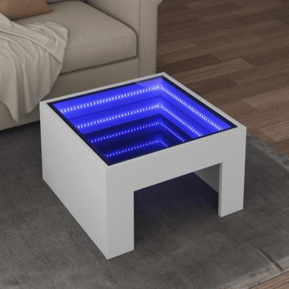 Măsuță de cafea cu LED infinity, alb, 50x50x30 cm GartenMobel Dekor