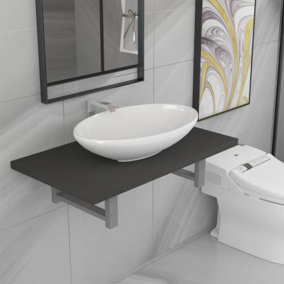 Set mobilier de baie, 2 piese, gri, ceramică GartenMobel Dekor