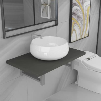 Set mobilier de baie, 2 piese, gri, ceramică GartenMobel Dekor