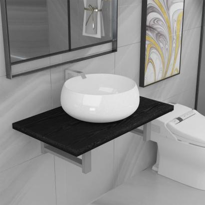 Set mobilier de baie, 2 piese, negru, ceramică GartenMobel Dekor