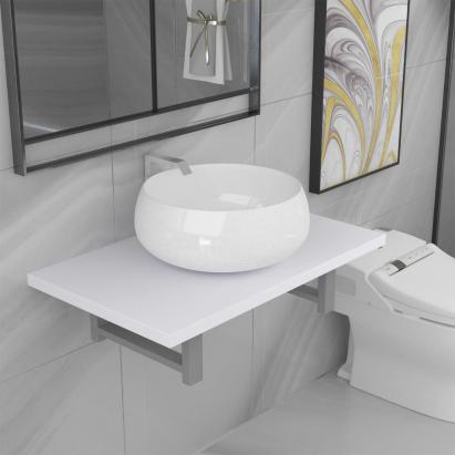 Set mobilier de baie, 2 piese, alb, ceramică GartenMobel Dekor